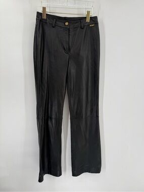 St John Sport by‎ Marie Gray Black Leather Pants size 8